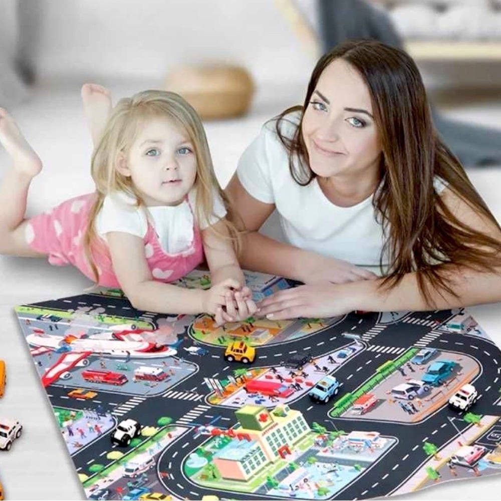 DH Gate Play Mat Children’s City Traffic Car Map Felt Play Mat Baby Toddler Kid
